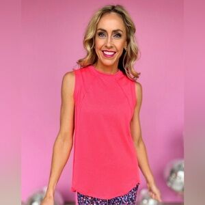 SSYS Hot Pink Crew Neck Hi Low Active Tank